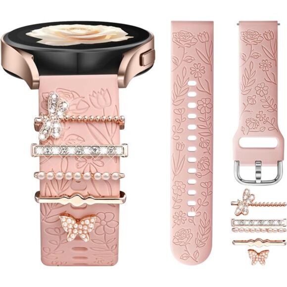 NEW  Samsung Galaxy Apple Watch Band with Butterfly Charms - Picture 1 of 4